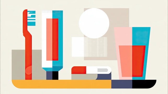 transparent flat vector illustration of dental care products