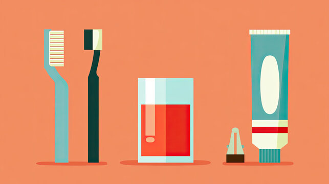 transparent flat vector illustration of dental care products