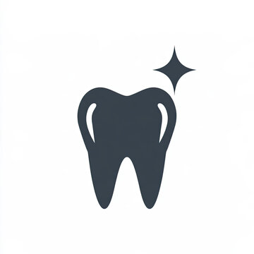 clean tooth icon with sparkle in flat vector style