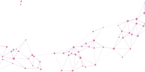 Obraz premium A delicate network of interconnected nodes and lines, rendered in soft pink and white, creates a visually appealing representation of connection and data flow.