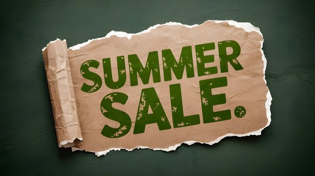 Summer sale text on torn paper sheet banner template with copy space