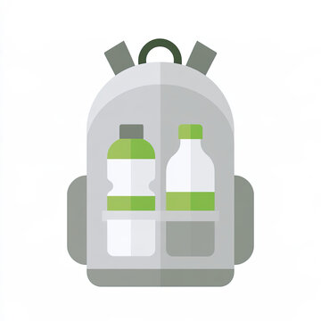 transparent flat vector icon of a backpack with water bottle pocket
