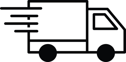 Obraz premium Delivery truck vector icon with speed lines illustration