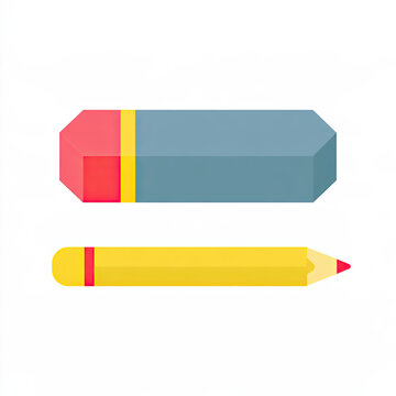 transparent flat vector icon of an eraser and pencil