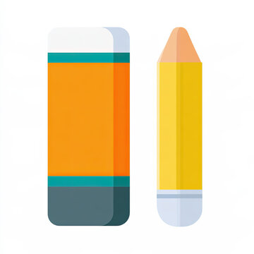 transparent flat vector icon of eraser and pencil