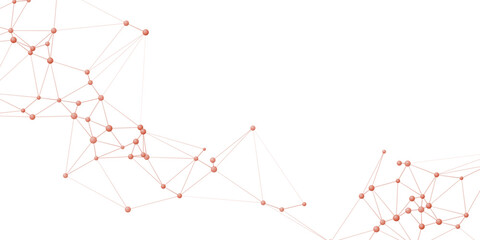 Obraz premium Abstract network of interconnected red dots and lines, representing data connection, information flow, or a digital web.