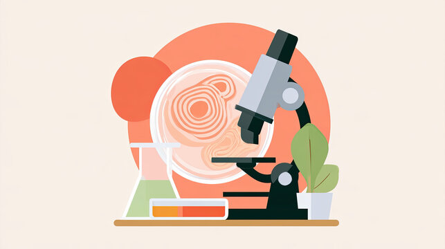 transparent vector illustration of biology research with microscope