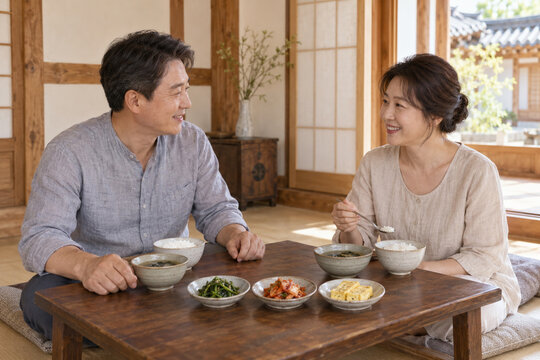 한옥 부부 아침 식사