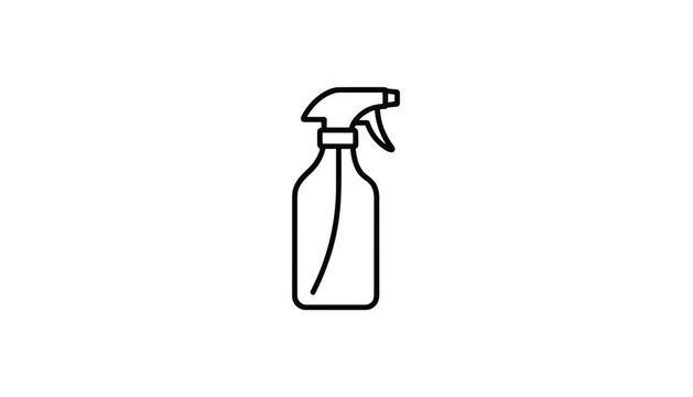 Minimalist black outline icon of a household plastic cleaning spray bottle isolated on a white background.