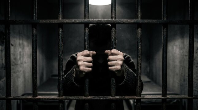 A chilling depiction of a ghostly figure reaching through prison bars evokes the eerie spirit of halloween blending themes of confinement the