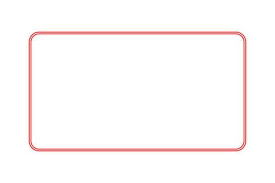 Glowing red neon rectangular frame, bright rounded border, isolated on a transparent background, frame, neon