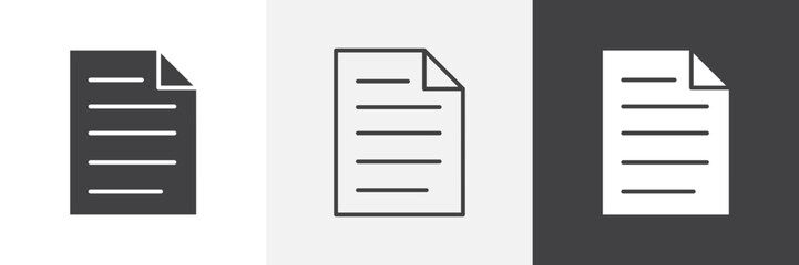 Obraz premium Document icon flat outline in black