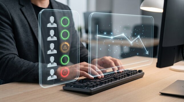 Professional analyzing business data and employee performance metrics