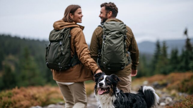 Two hikers share a quiet moment on a forest trail