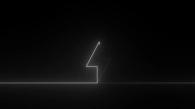 
Left to right Abstract neon glowing battery charging icon animation, white colour icon and battery charging icon animation on black background, bolt sign. neon lightning bolt, 4k motion video.