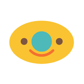 Yellow oval face with blue nose and smile