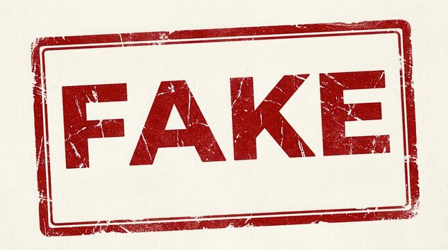 Red rubber stamp with the word fake isolated on a white background