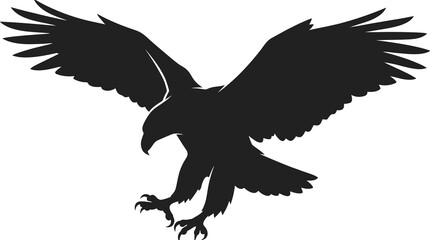 Fototapeta premium Silhouette of a soaring eagle, predatory bird vector art, majestic raptor in flight, powerful avian symbol, graphic design element