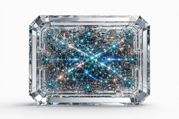 Fototapeta premium Glowing crystal artificial intelligence processor chip abstract
