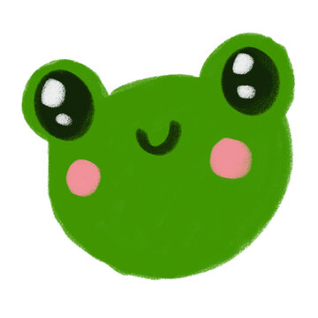 green frog face illustration