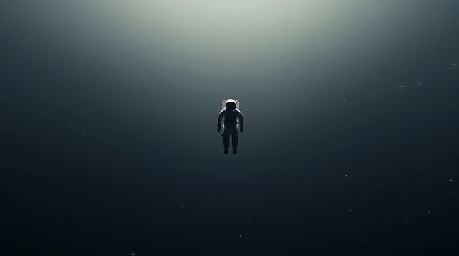 Astronaut floating in deep space with stars