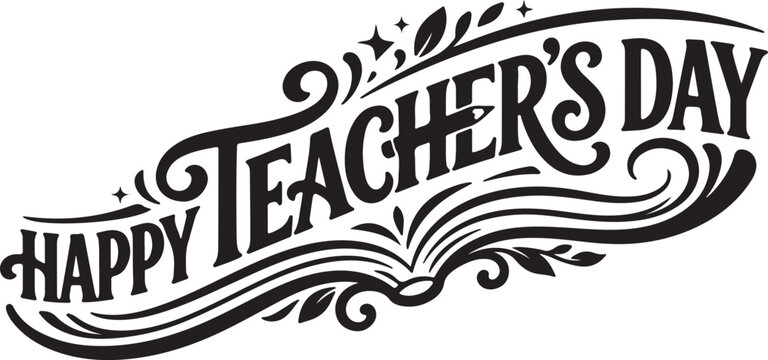 Calligraphy script lettering happy teachers day with open book illustration teacher appreciation calligraphy lettering education