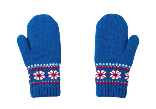 Knitted mittens isolated on transparent background