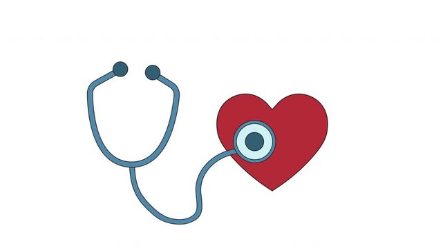 Stethoscope examining a red heart icon