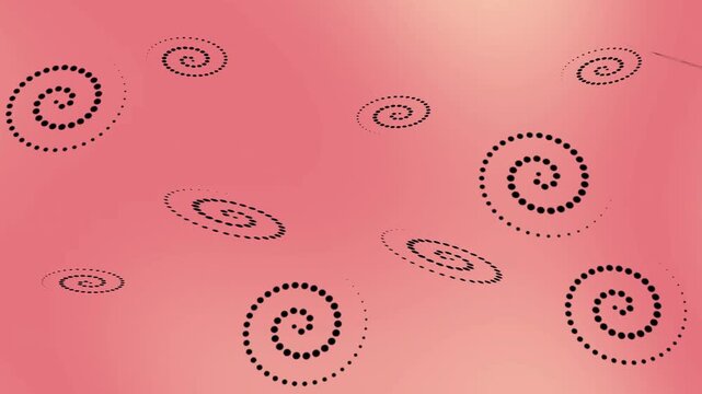 Abstract pink background with dotted spiral patterns in motion