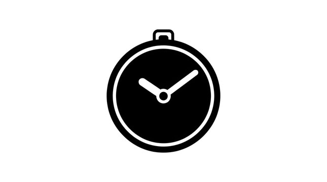 Simple black and white stopwatch or timer vector icon. Perfect for themes of time management, speed, deadlines, and countdowns in minimalist design.
