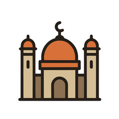 Mosque icon with dome and minarets © Ariwei