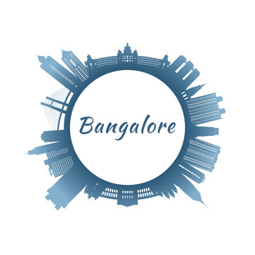 Bangalore skyline with colorful buildings. Circular style. Stock vector illustration.