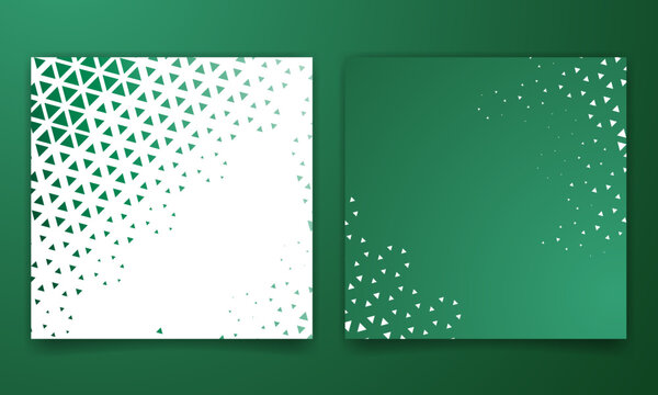 Bundle set of square background with triangle background in white and green for national day design