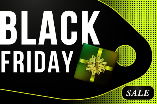 Bold Black Friday sale banner featuring vibrant colors and gift box design