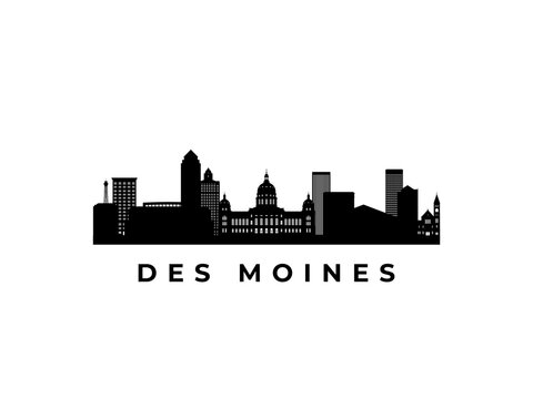 Vector Des Moines skyline. Travel Des Moines famous landmarks. Business and tourism concept for presentation, banner, web site.