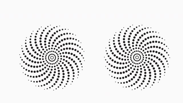 Abstract geometric pattern with spiraling dot design on white background
