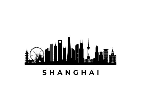 Vector Shanghai skyline. Travel Shanghai famous landmarks. Business and tourism concept for presentation, banner, web site.