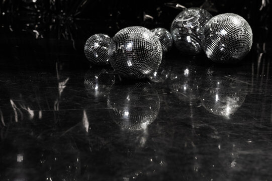 Silver disco spheres create a glamorous party atmosphere