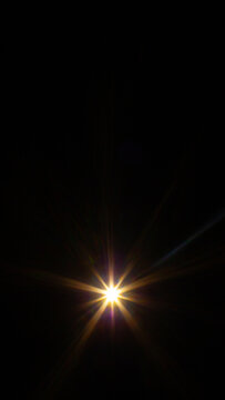 Sun flare on the black background