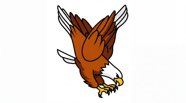 Bald eagle mascot flying downwards to attack