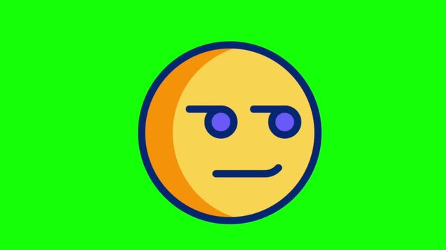 Animated smirk face emoji winking and smiling mischievously isolated on a green screen chromakey background