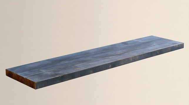 Wood balcony table with weathered planks and a rustic oiled finish, isolated on a beige background with copy space for product display
