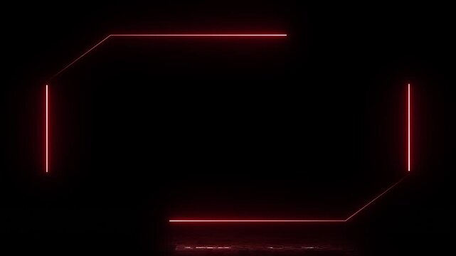 Red neon glowing frame animation loop on digital background for gaming and content display