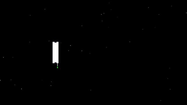 Abstract white rectangular shape shifting and transforming on a black starfield background
