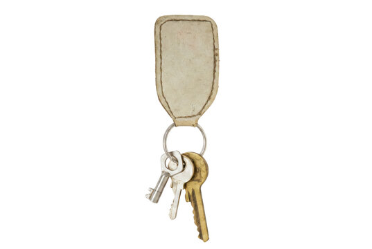 Collection of Vintage Keys with Stitched Leather Fob