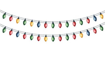 Naklejka premium Watercolor christmas string lights with colorful bulbs