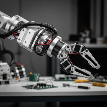 Robotic Arm with Precision Gripper in Modern Technology Setup