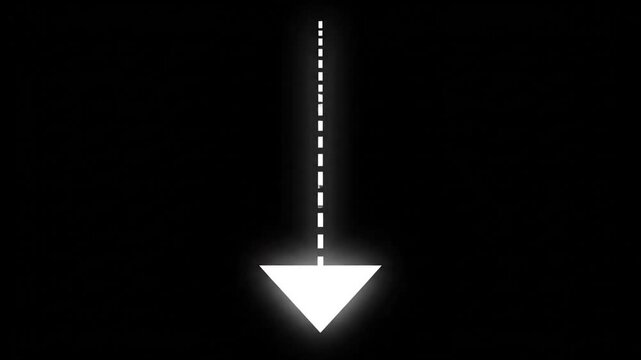 Dashed vertical line with downward pointing arrow on black