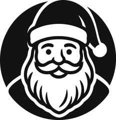 Fototapeta premium Santa Claus character icon with white hat and beard for holiday branding and marketing