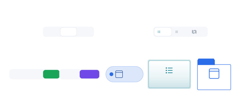 Segmented control ui set toggle tabs switcher and view selector